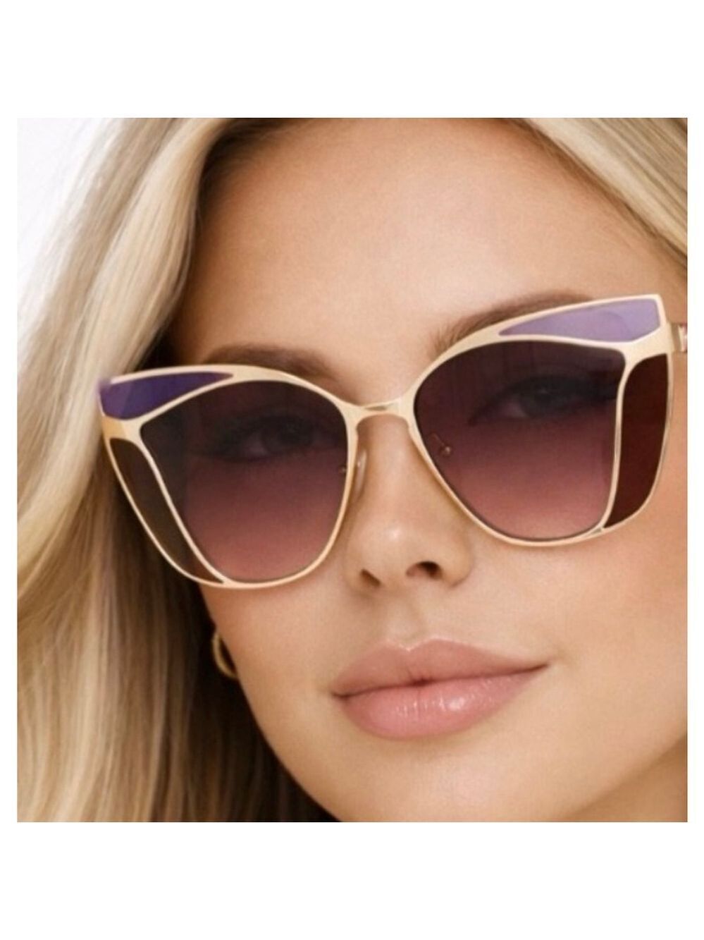 NEW Women's Chloé Gold & Purple Cat Eye Sunglasses
